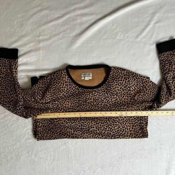 Lands End Womens Leopard Print Sweatshirt Size L Brown Black Multi Tone Classic - Picture 6 of 8